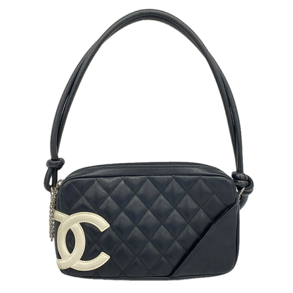 Chanel Cambon Lambskin Shoulder Bag, Black and White, Women's
